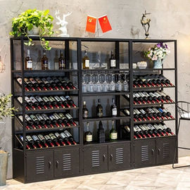 China Negro de lujo moderno MQ-S005 del estante de exhibición del vino del metal para almacenar el vino proveedor